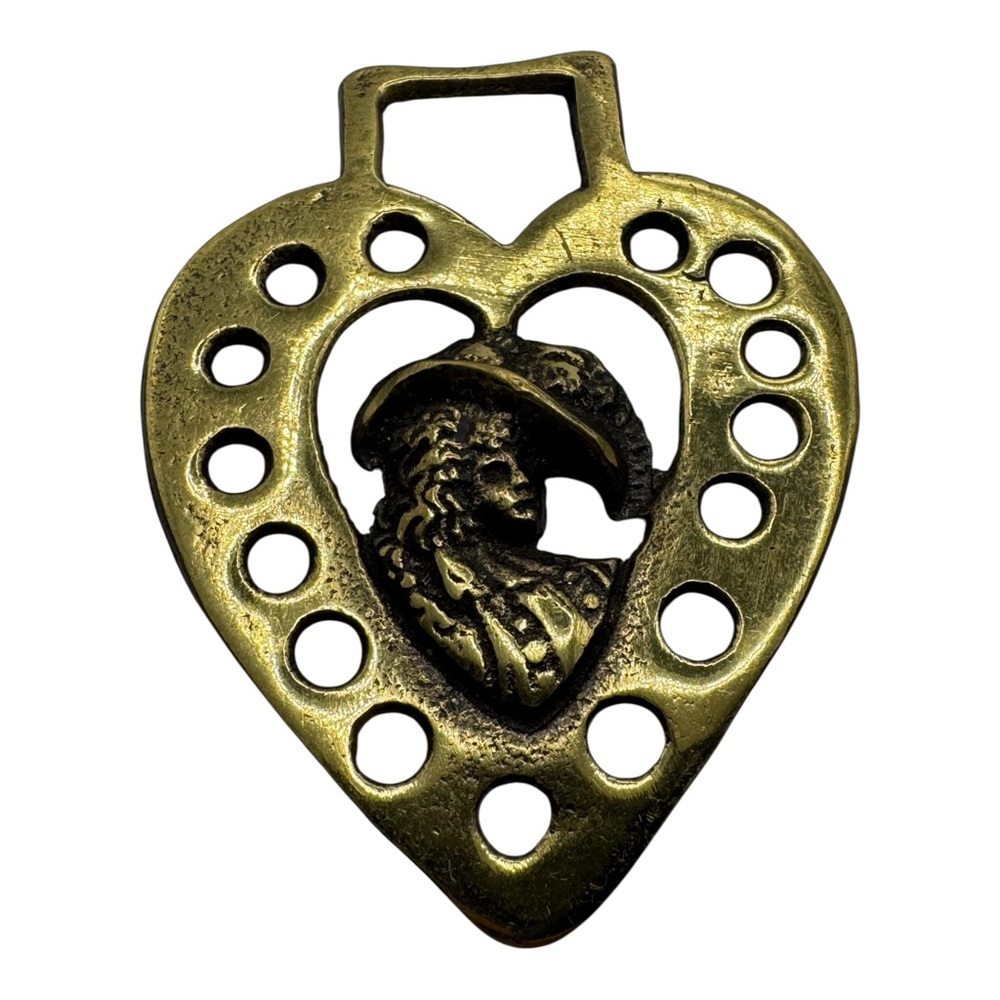 Vintage Solid Brass Heart Wall Decor – Musketeer Gentleman Design, 3.5”